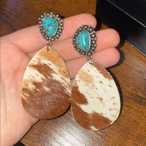 Faux cowhide earrings